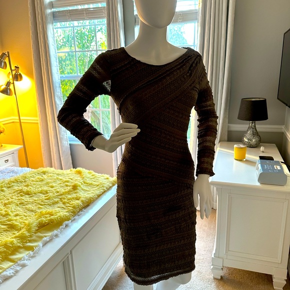 MAX STUDIO SPECIALTY GRAY LACE SPANDEX DRESS -SIZE XS - Picture 2 of 5